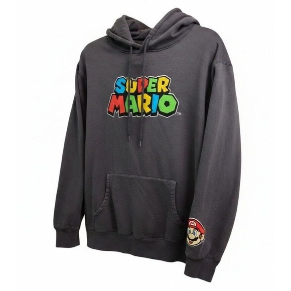 Nintendo Other - Nintendo Super Mario Graphic Logo Pullover Hoodie with Mario Patch